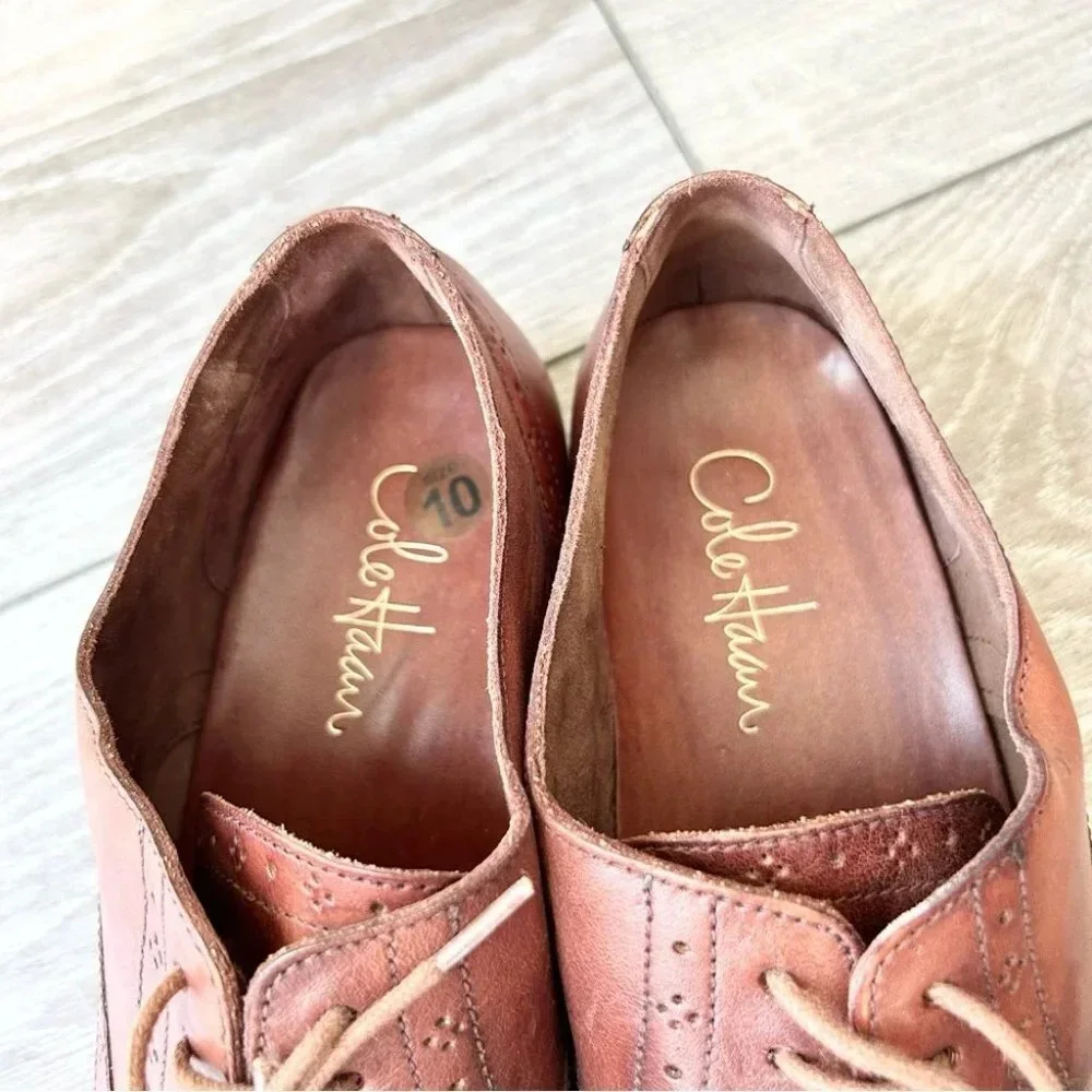 Cole Haan Full Leather Lace Up Oxfords in British Tan